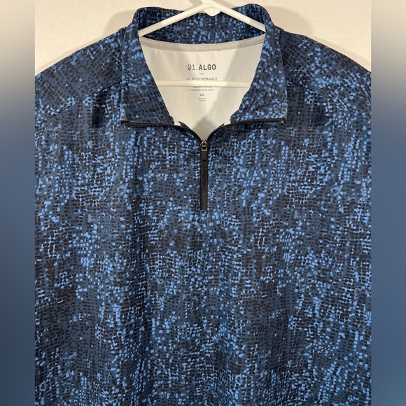 01.Algo Performance Polyester/Spandex Qtr Zip Sweatshirt Men's 2XL Blue - Picture 6 of 10
